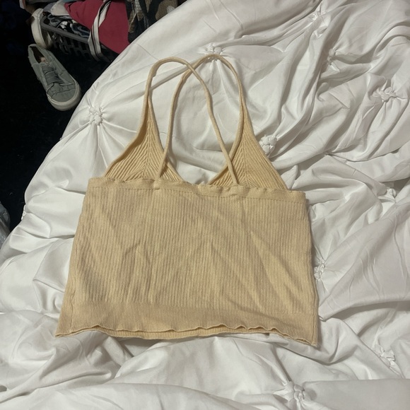 Beige Ribbed Halter Top - Picture 2 of 2
